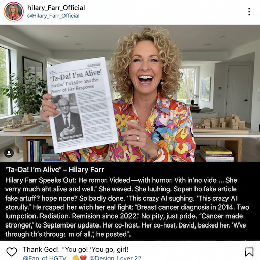 Hilary Farr Speaks Out: "Ta-Da! I'm Alive" and the Power of Her Response