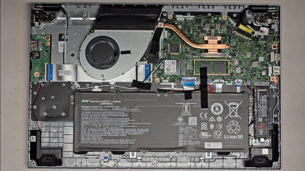 Teardown of Acer Aspire 3 A315-24P showing internals SSD and RAM)