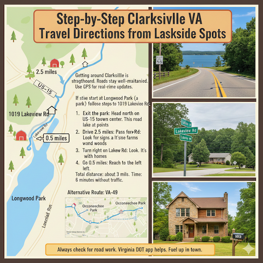 Step-by-Step Clarksville VA Travel Directions from Lakeside Spots