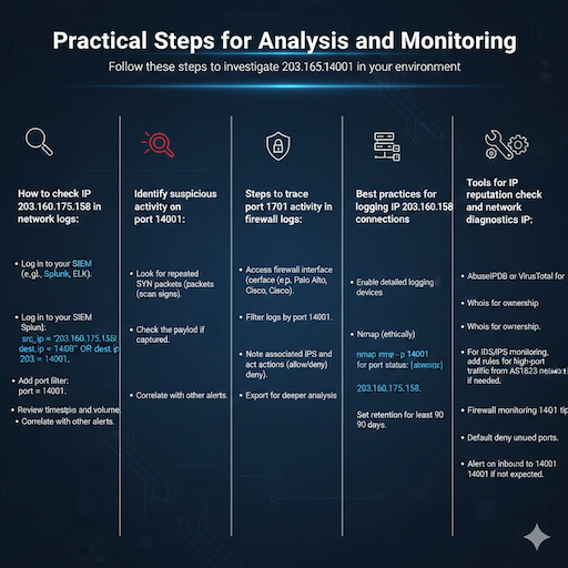 Best practices for logging IP 203.160.175.158 connections: